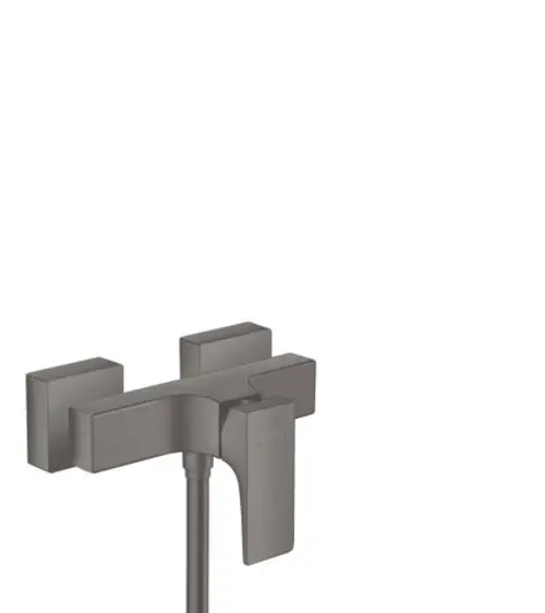 Hansgrohe Einhebel-Brausemischer in Brushed Black Chrome mit Hebelgriff, montiert auf einer Wand, ohne sichtbare Anbauteile oder integrierte Wasseranschlüsse.